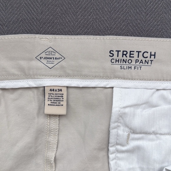 St. John's Bay Stretch Chino Mens Slim Fit Flat Front Pant NWOT size 44 x 34 - Picture 5 of 6